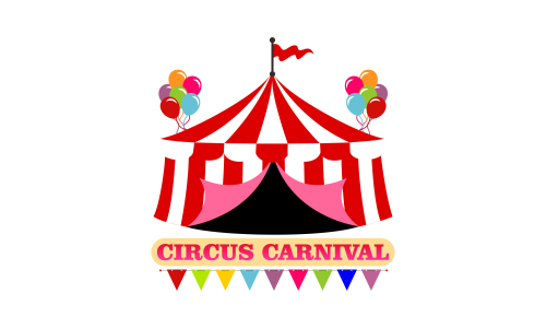 Carnival circus sign fun amusement performance logo vector