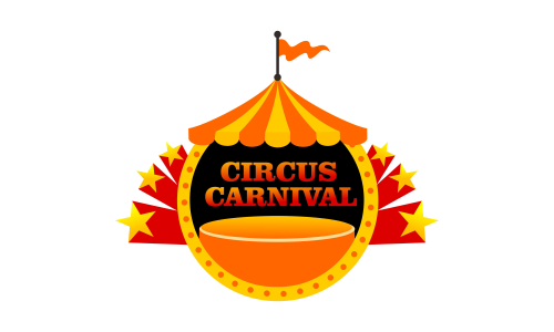 Carnival circus sign fun amusement performance logo vector