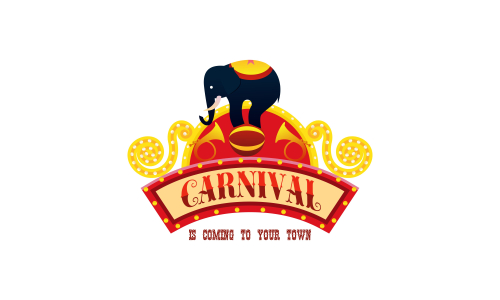 Carnival circus sign fun amusement performance logo vector