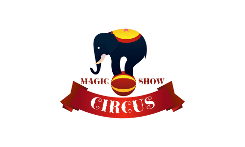 Carnival circus sign fun amusement performance logo vector