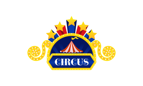 Carnival circus sign fun amusement performance logo vector
