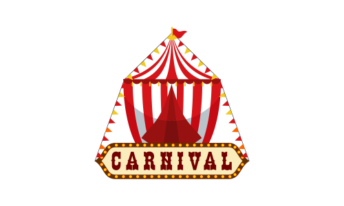 Carnival circus sign fun amusement performance logo vector