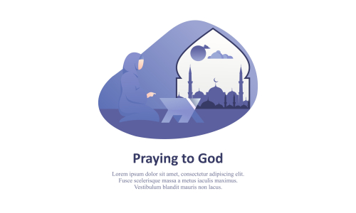 Muslim praying to Allah and islamic ramadan kareem Illustration logo
