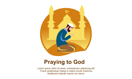 Muslim praying to Allah and islamic ramadan kareem Illustration logo