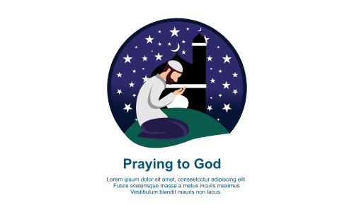 Muslim praying to Allah and islamic ramadan kareem Illustration logo