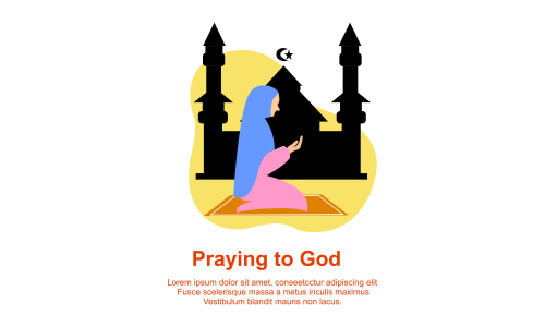Muslim praying to Allah and islamic ramadan kareem Illustration logo