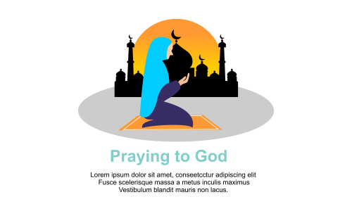 Muslim praying to Allah and islamic ramadan kareem Illustration logo