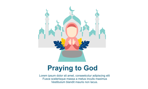 Muslim praying to Allah and islamic ramadan kareem Illustration logo