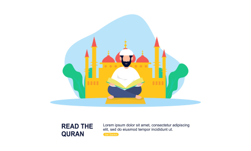 Muslim praying to Allah and islamic ramadan kareem Illustration logo
