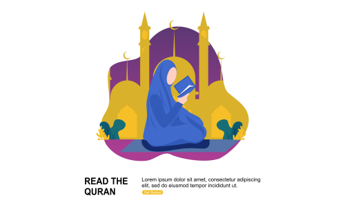Muslim praying to Allah and islamic ramadan kareem Illustration logo