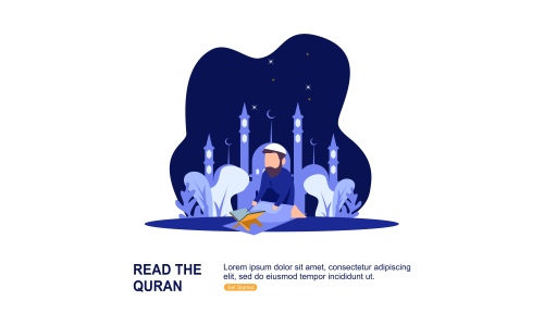 Muslim praying to Allah and islamic ramadan kareem Illustration logo