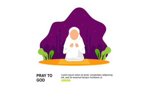 Muslim praying to Allah and islamic ramadan kareem Illustration logo