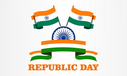 Flat Happy Indian Republic day celebration poster or banner background