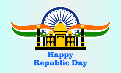 Flat Happy Indian Republic day celebration poster or banner background