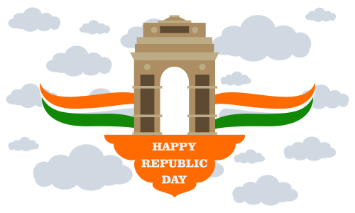 Flat Happy Indian Republic day celebration poster or banner background