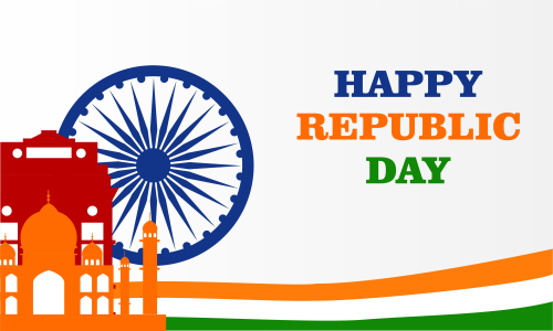 Flat Happy Indian Republic day celebration poster or banner background