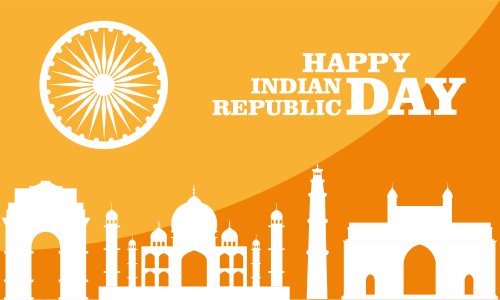Flat Happy Indian Republic day celebration poster or banner background