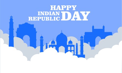 Flat Happy Indian Republic day celebration poster or banner background