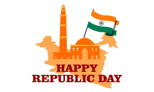 Flat Happy Indian Republic day celebration poster or banner background