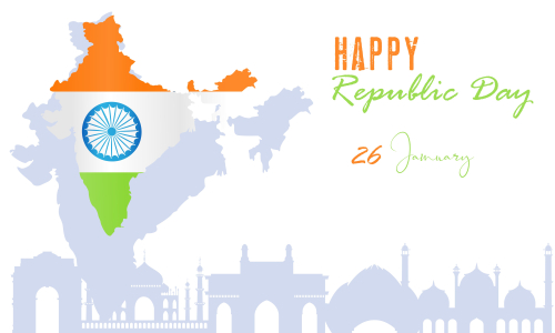 Flat Happy Indian Republic day celebration poster or banner background