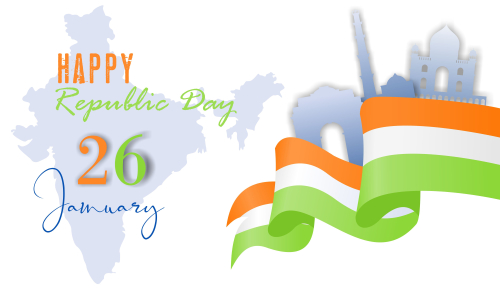 Flat Happy Indian Republic day celebration poster or banner background