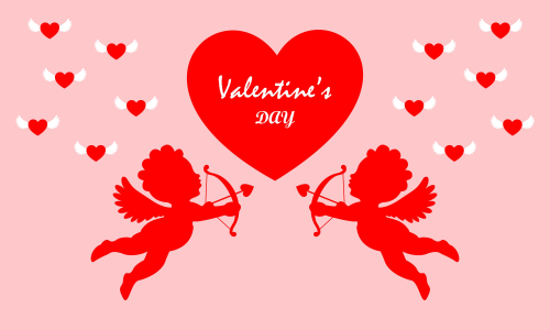 Happy valentines day cupid or angel illustration