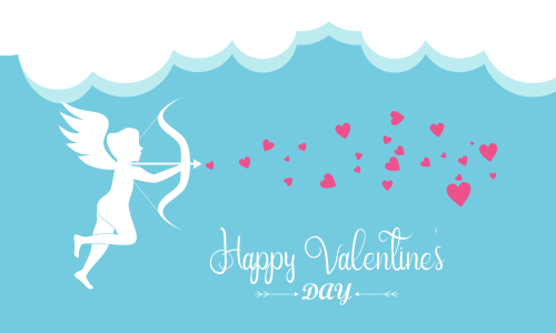 Happy valentines day cupid or angel illustration