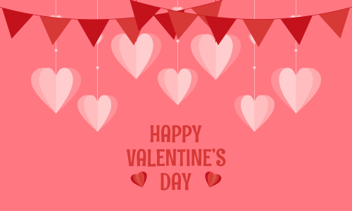 Happy valentine's day card template with heart shaped illustration
