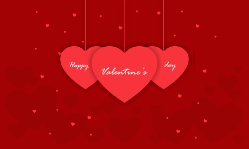 Happy valentine's day card template with heart shaped illustration