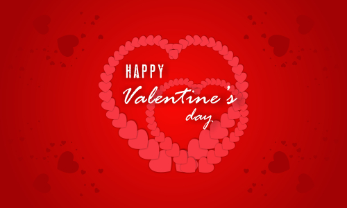 Happy valentine's day card template with heart shaped illustration