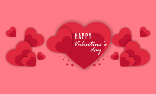 Happy valentine's day card template with heart shaped illustration