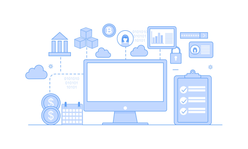 Blockchain infographic concept, business technology illustration vector
