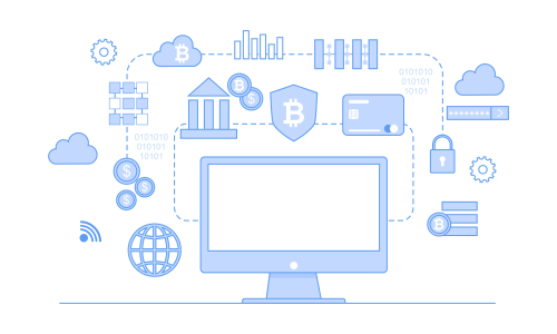 Blockchain infographic concept, business technology illustration vector