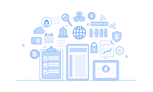 Blockchain infographic concept, business technology illustration vector