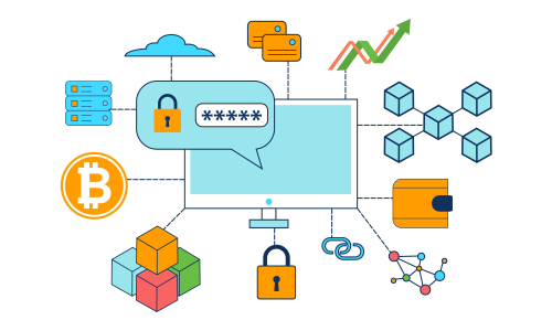 Blockchain infographic concept, business technology illustration vector