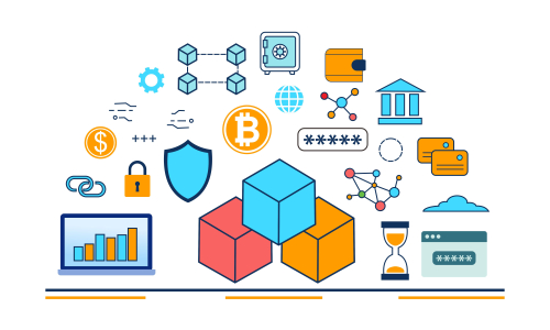 Blockchain infographic concept, business technology illustration vector