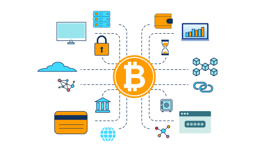Blockchain infographic concept, business technology illustration vector