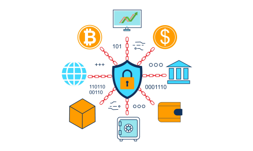 Blockchain infographic concept, business technology illustration vector