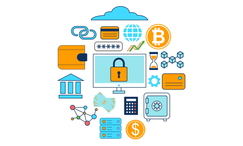 Blockchain infographic concept, business technology illustration vector