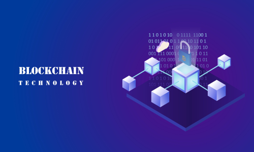 Blockchain infographic concept, business technology illustration vector