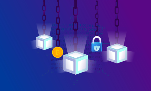 Blockchain infographic concept, business technology illustration vector