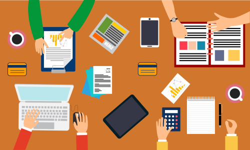 Brainstorming teamwork, business meeting illustration design vector