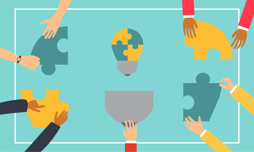 Brainstorming teamwork, business meeting illustration design vector