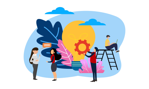 Brainstorming teamwork, business meeting illustration design vector