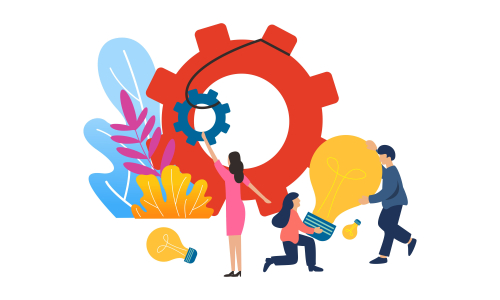 Brainstorming teamwork, business meeting illustration design vector