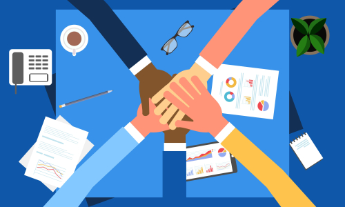 Brainstorming teamwork, business meeting illustration design vector