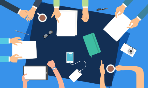 Brainstorming teamwork, business meeting illustration design vector