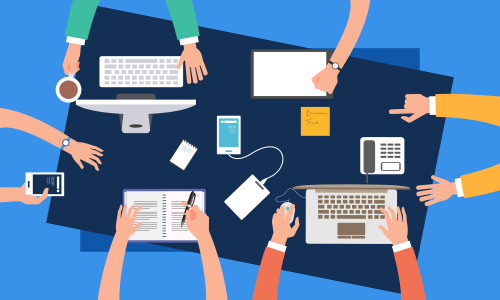 Brainstorming teamwork, business meeting illustration design vector