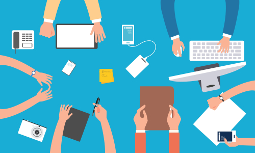 Brainstorming teamwork, business meeting illustration design vector