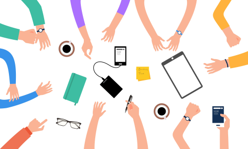 Brainstorming teamwork, business meeting illustration design vector